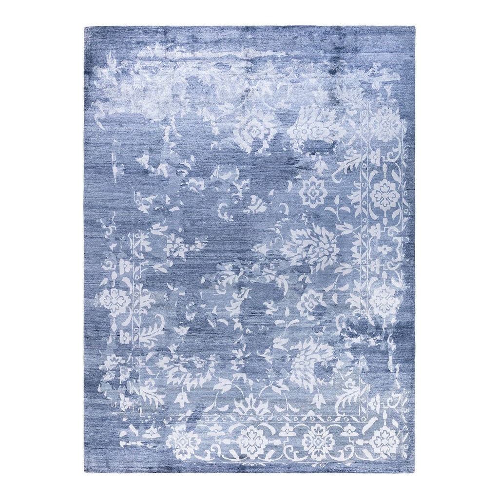 Modern One-of-a-Kind Hand-Knotted Area Rug - Gray, 9' 2" x 12' 2" - 9' 2" x 12' 2"