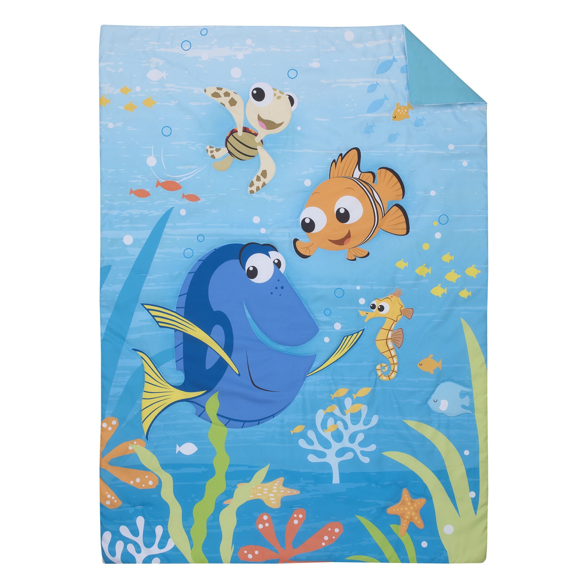 Disney Finding Nemo Aqua Orange and Green Let s Explore 4 Piece Toddler Bed Set Bed Bath Beyond 40447668