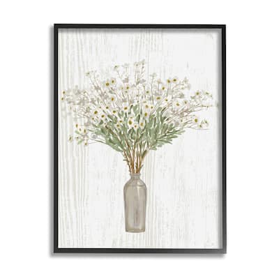 Stupell Country Wildflower Blooms Arrangement Rustic Plank Pattern Framed Wall Art, Design by Ziwei Li