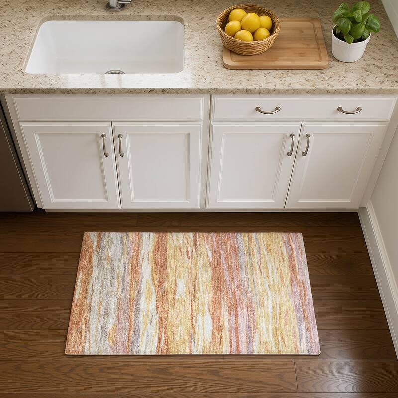 Premium Washable Super Soft Modern Stripes Mayfield Rug - Salmon - 1'8" x 2'6"