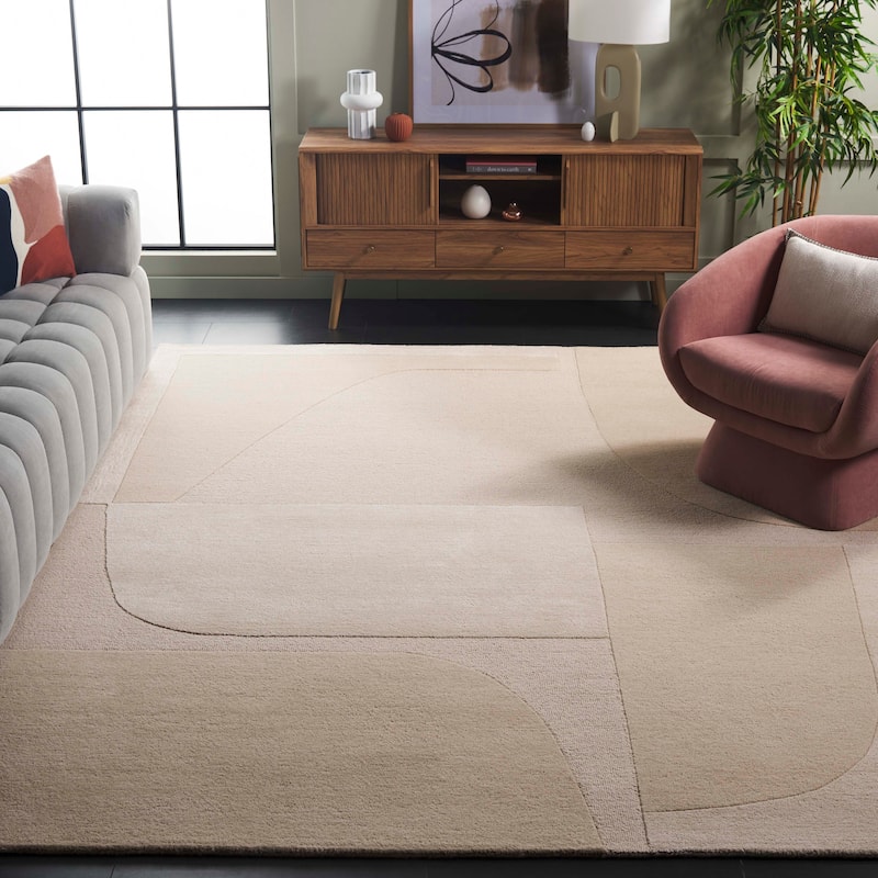 SAFAVIEH Handmade Fifth Avenue Shamira Mid-Century Modern New Zealand - 6' x 9' - Beige
