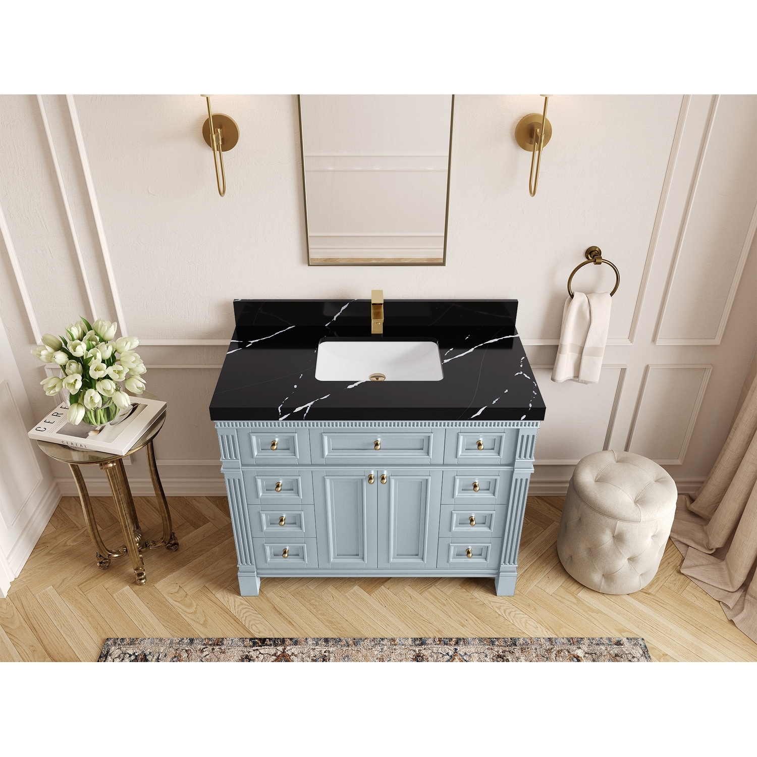 Willow Collections 42 in. W x 22 in. D Reeded Paris Single Sink Bathroom Vanity with Countertop