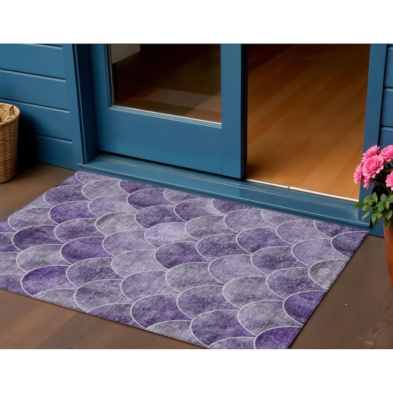 HomeRoots Abstract Transitional Rectangle Outdoor Rug - 3' x 5'