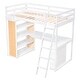 preview thumbnail 7 of 23, Multi-Functional Twin Size Loft Bed with Ladder, Shelves and Desk, Space-saving, Health and Comfort, Sturdy Construction, White