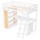 preview thumbnail 6 of 9, Twin Size Wood Loft Bed with Shelves and Desk, White