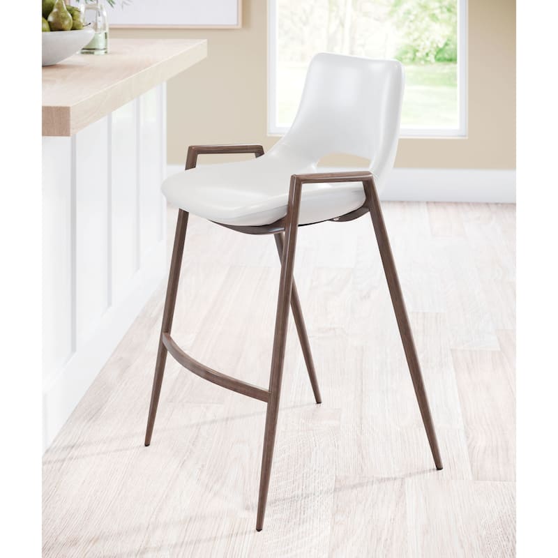 Britley Bay Counter Chair (Set of 2) White & Walnut - Set of 2 - White - Short