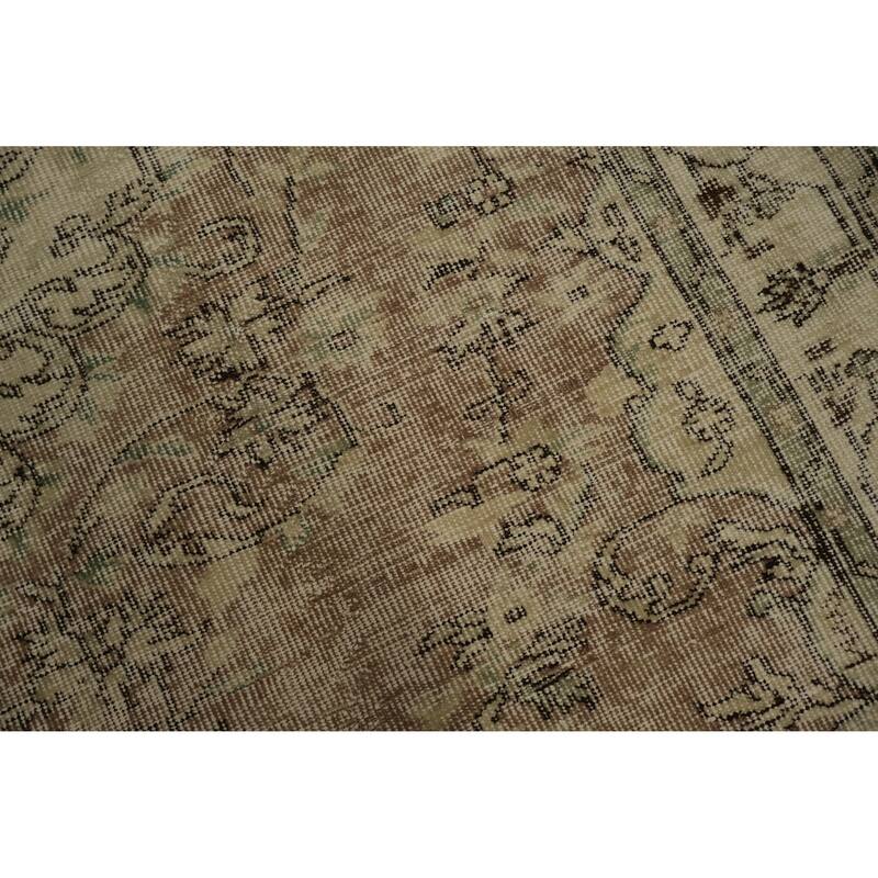 Hand Knotted Oriental 100% Wool Carpet Transitional Medallion Brown Anatolian Area Rug - 8' 8'' X 5' 10''