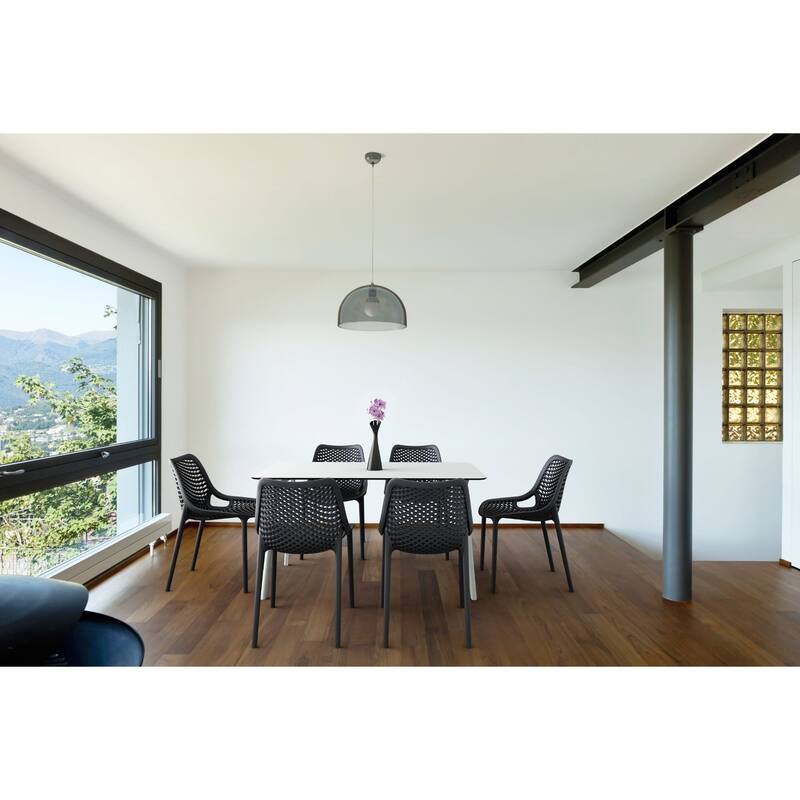 32.25" Black Stackable Outdoor Patio Dining Chair