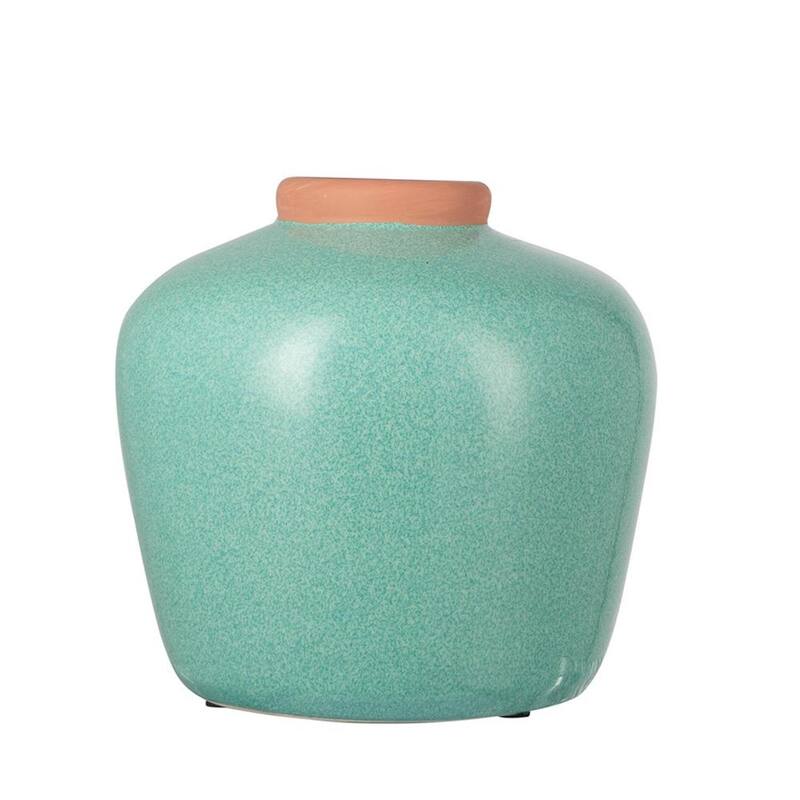 8" Blue And Brown Mottled Ceramic Round Table Vase - 8.30