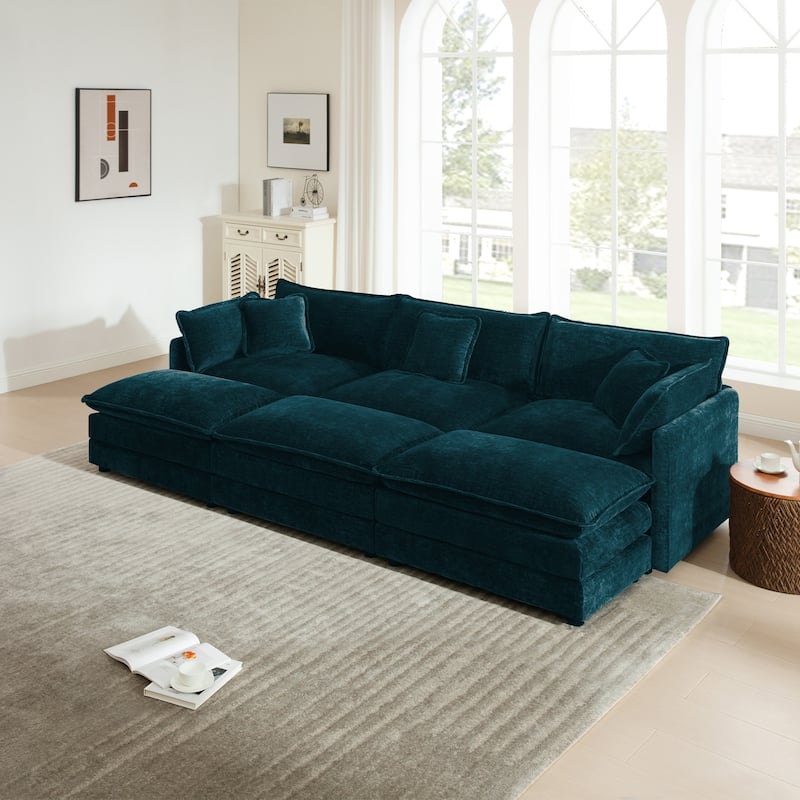Cloud Chenille Upholstered Modular Sectional Sofa with DIY Combination Design