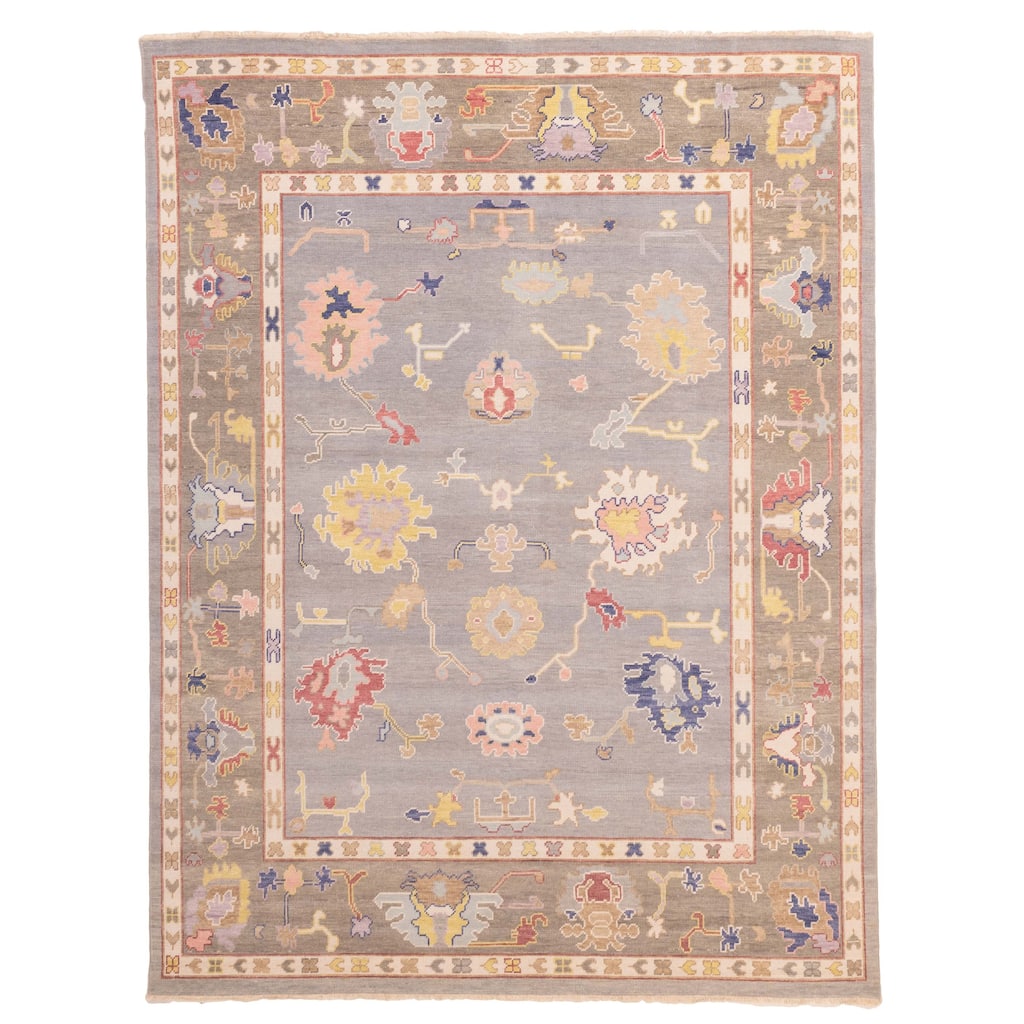 ECARPETGALLERY Hand-knotted Modern Oushak Grey Wool Rug - 7'9 x 10'1