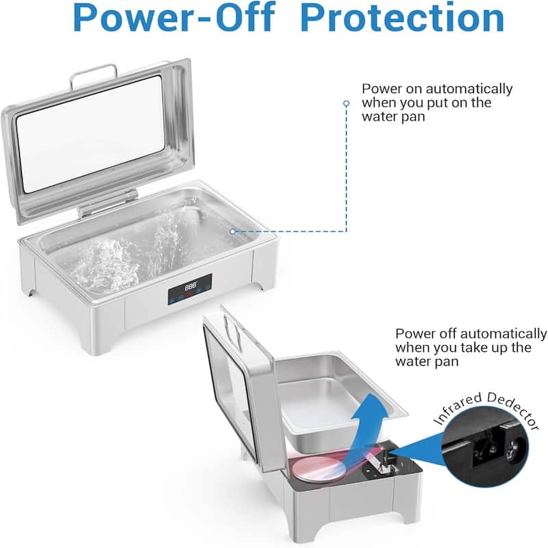 Electric Chafing Dish 9QT Full Size Touch Screen Chafing Dishes for Buffet Roll Top Set Food Servers and Warmer Gold - 9L