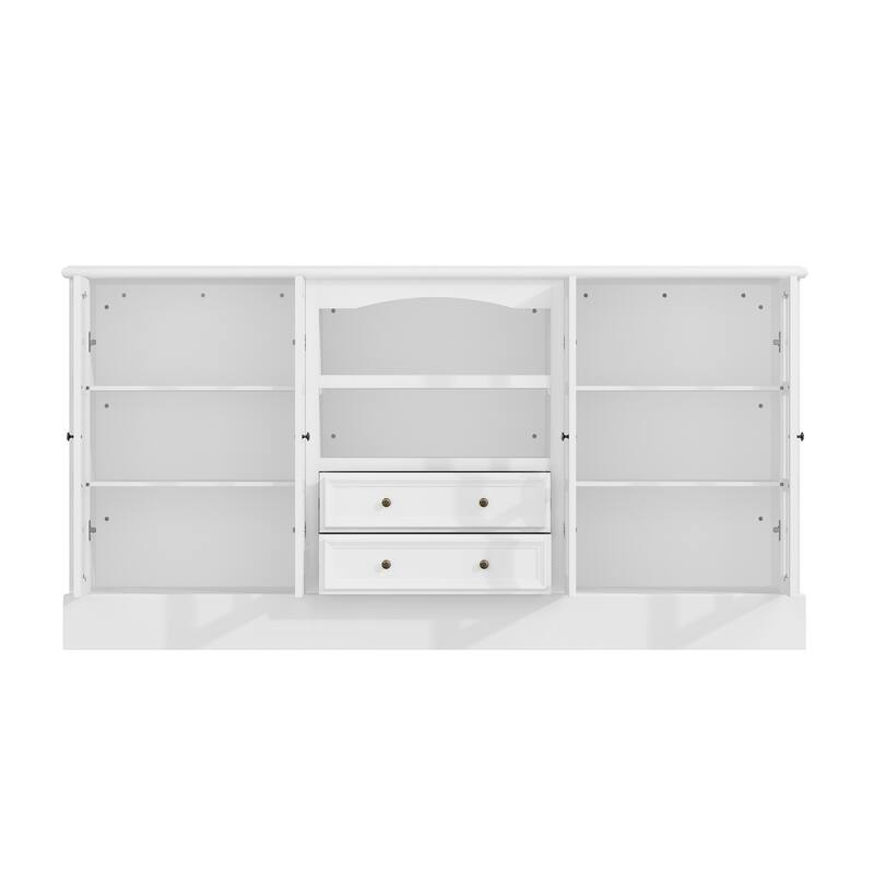 Bookshelves Buffet Sideboard Cabinet with Glass Doors 78.7" Large Storage Cabinet Kitchen Dining Room Storage Console
