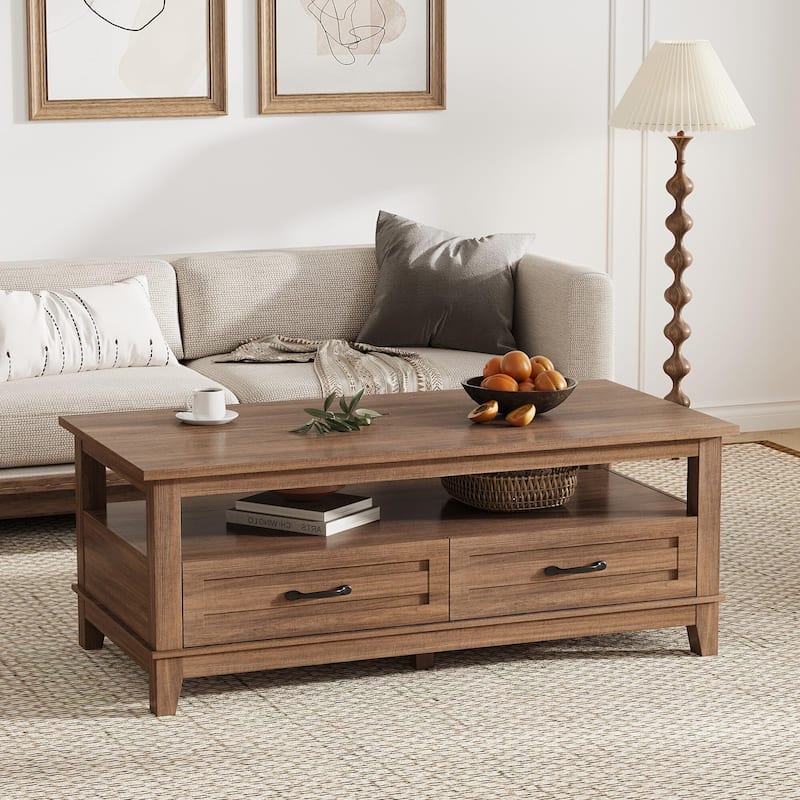 Farmhouse Coffee Table, Rectangle for Living Room, - Brown