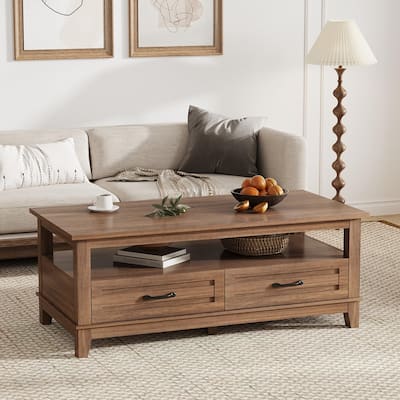 Farmhouse Coffee Table, Rectangle for Living Room,