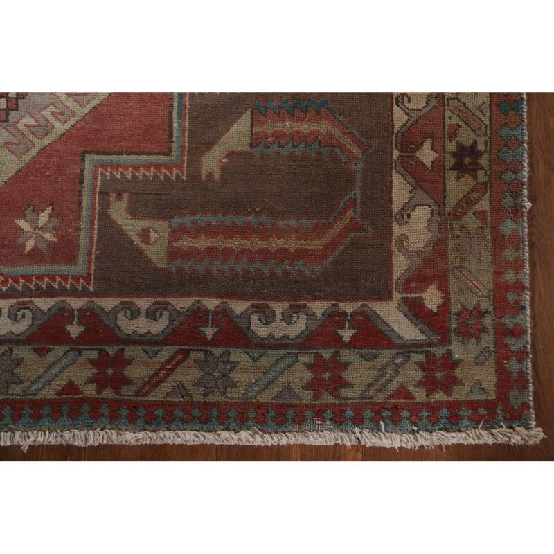 Hand Knotted Oriental 100% Wool Carpet Traditional Tribal Brown Ardebil Runner Rug - 10' 3'' X 4' 3''