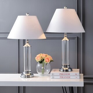 Judith 29" Glass LED Table Lamp, Clear/Chrome (Set of 2) by JONATHAN Y