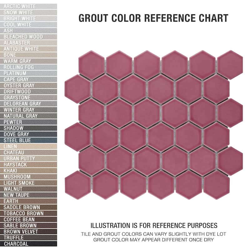 Merola Tile Tribeca 2" Hex Glossy Blush 11-1/8" x 12-5/8" Porcelain Mosaic Floor and Wall Tile