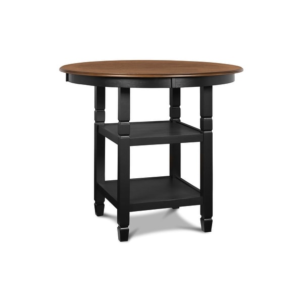 Prairie Point Round Counter Table with Shelves, Black & Brown, by New Classic Furniture. Opens flyout.