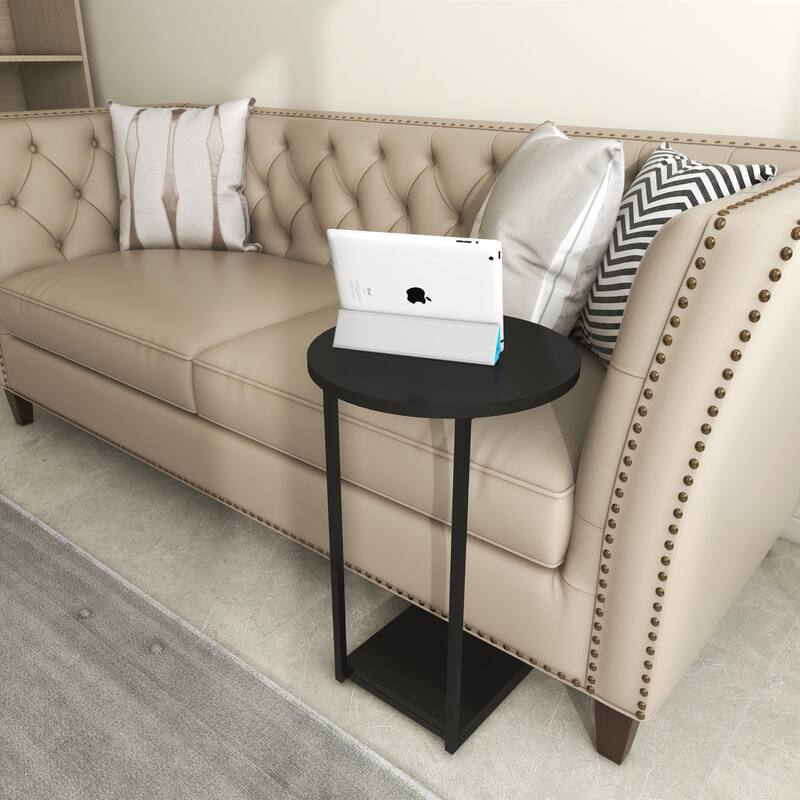 C Table End Table, Couch Table That Slide Under, Sofa Side Table in Living Room, White