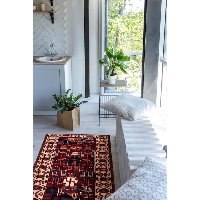 ECARPETGALLERY Hand-knotted Melis Vintage Red Wool Rug - 4'4 x 12'11