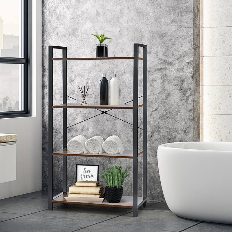 Costway 4-Tier Bookshelf Industrial Bookcase Diaplay Shelf Storage