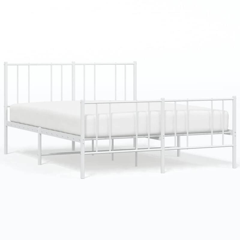 vidaXL Metal Bed Frame with Headboard, No Mattress