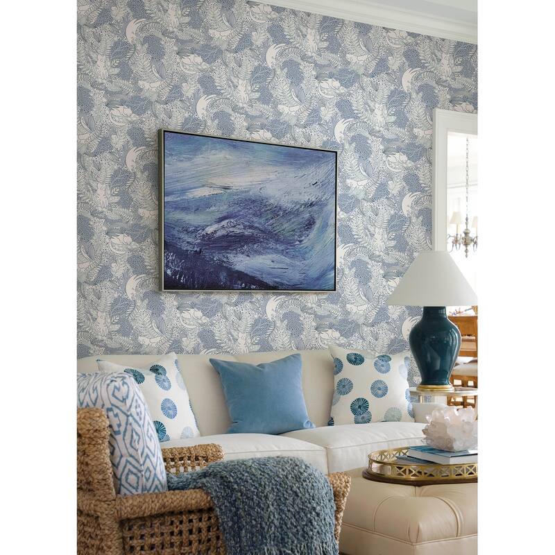 NuWallpaper Botanical Blue Gato Garden Novelty Peel & Stick Wallpaper