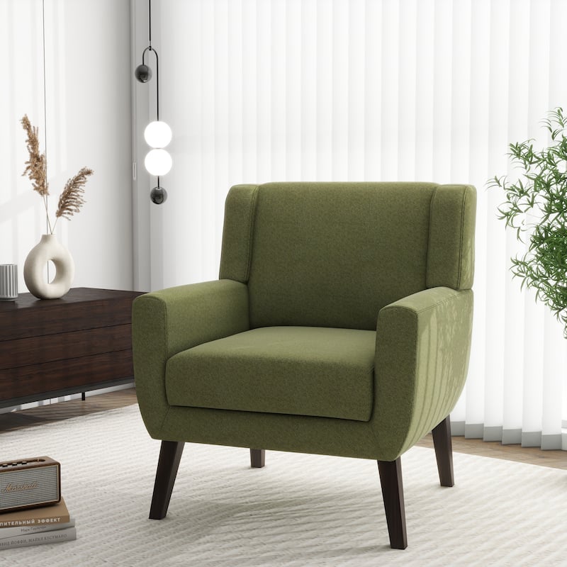Modern Upholstered Linen Armchair Accent Chair - Green