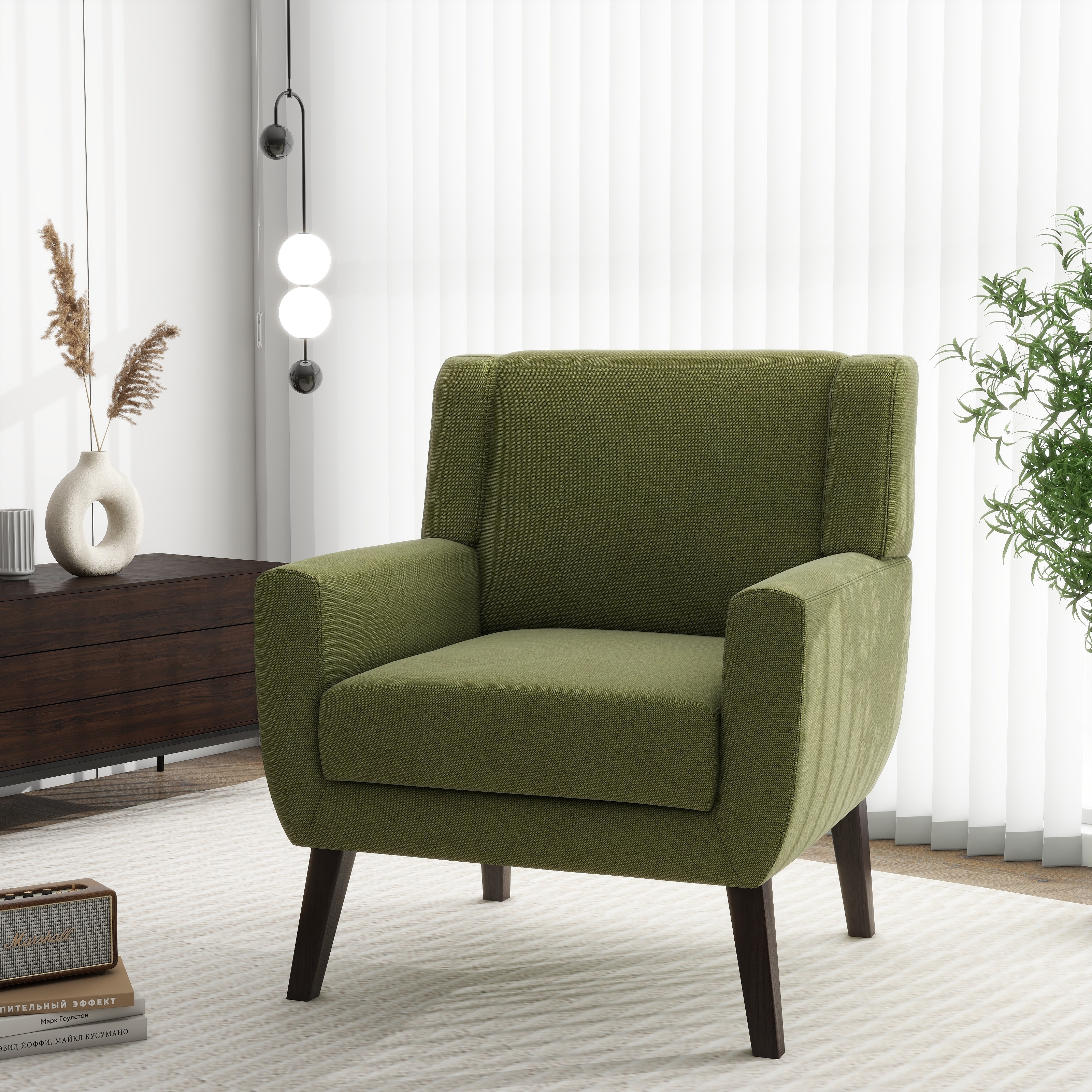 Modern Upholstered Linen Armchair Accent Chair