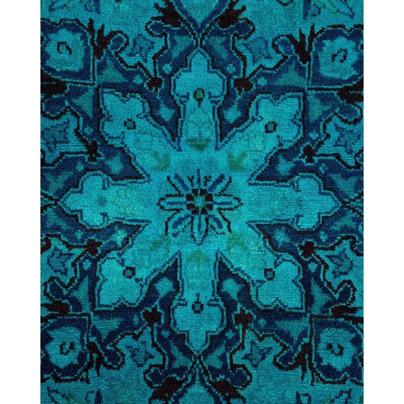 Overton Hand Knotted Wool Vintage Inspired Modern Contemporary Overdyed Blue Area Rug - 8' 1" x 8' 1"
