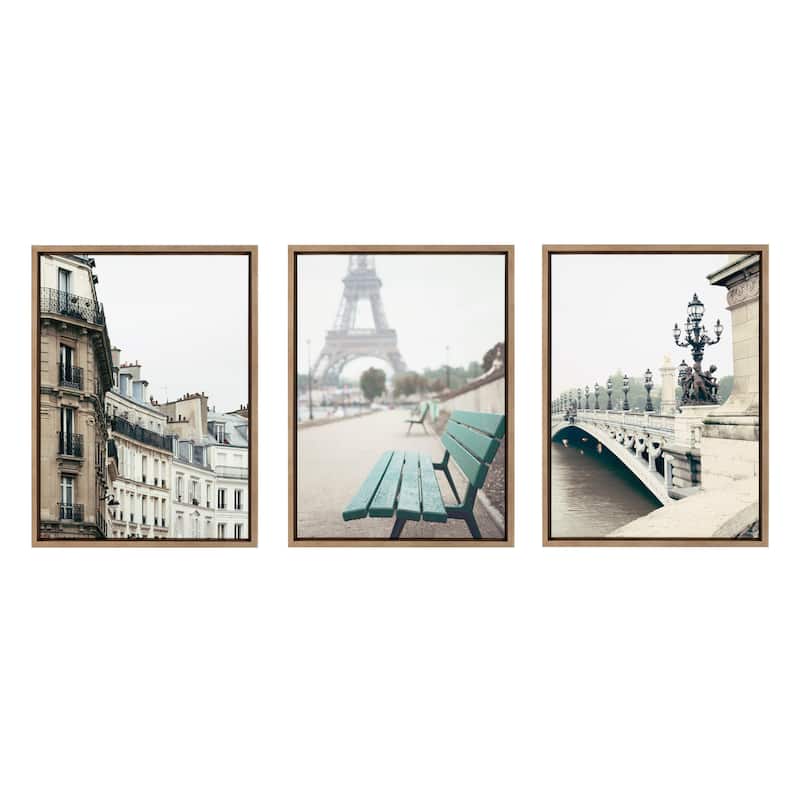 Kate and Laurel Sylvie Paris Travel Framed Canvas Set by Caroline Mint - 2 Piece 18x24 - Plastic - Gold