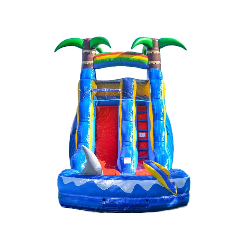 HeroKiddo 15' Ocean Shark Commercial Grade Inflatable Water Slide with Attached Splash Pool (No Blower Included), Outdoor Fun