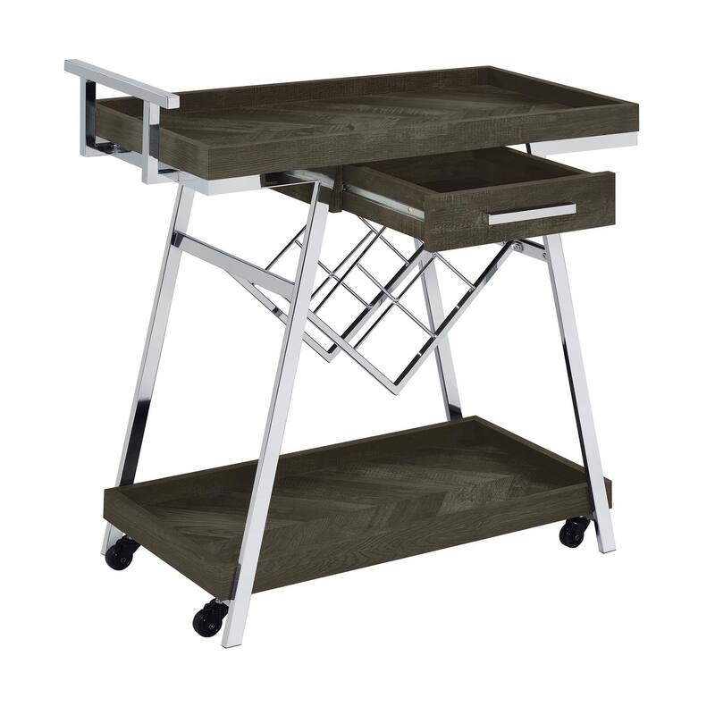 Stremler 2-tier Bar Cart with Storage Drawer