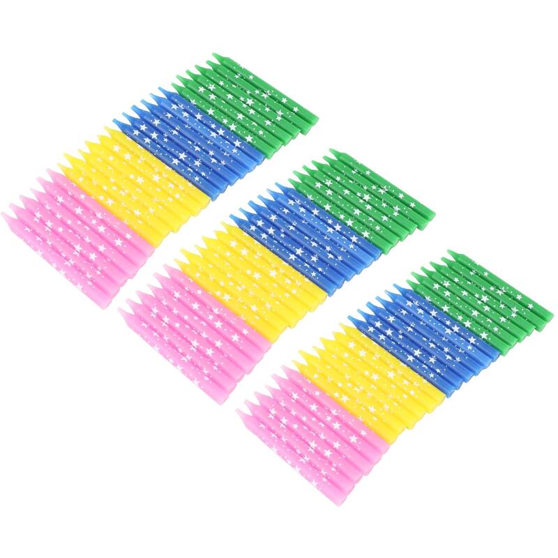 Chef Craft 24pc Assorted Color 2.5 Inch Tall Classic Star Birthday Candles Set - 3 Sets (72 Candles)