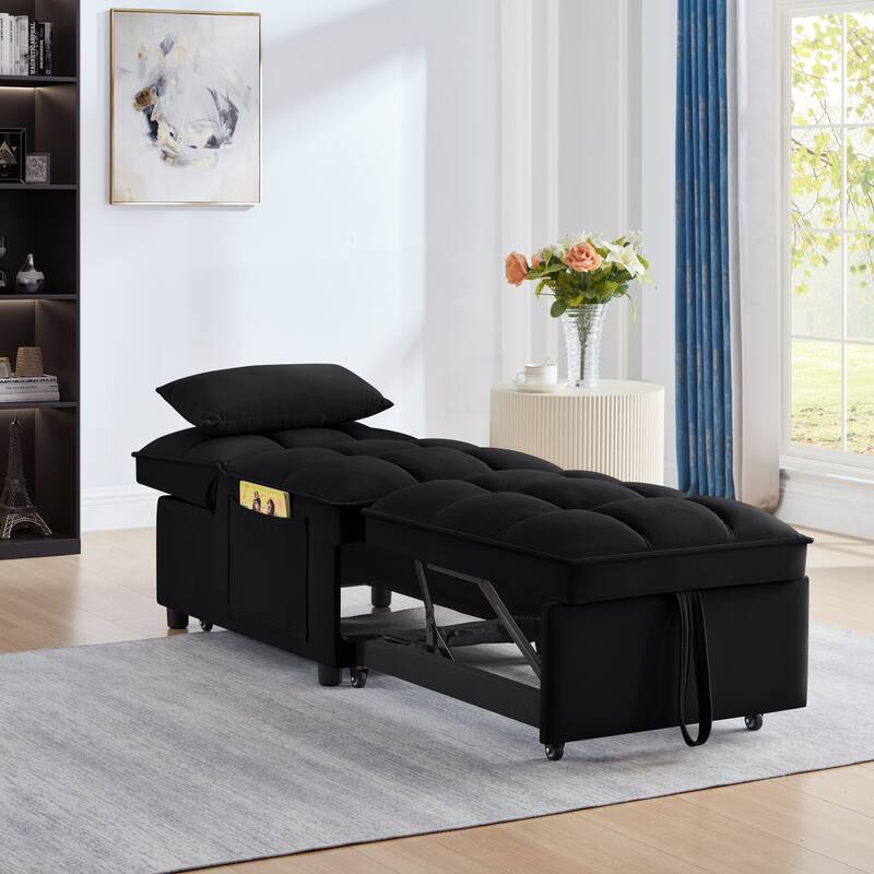 4 in1 Multi-Function Tufted Single Sofa Bed with Adjustable Backrest