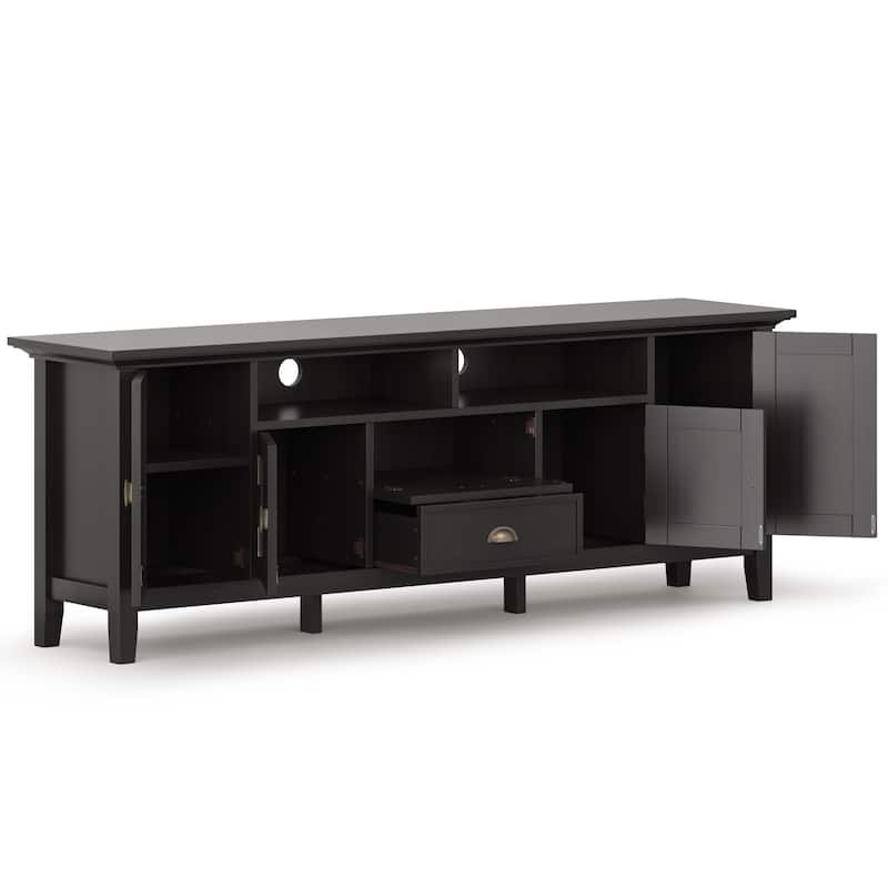 WYNDENHALL Mansfield SOLID WOOD 72 inch Wide Transitional TV Media Stand For TVs up to 80 inches - 72'' W x 16.5'' D x 26'' H