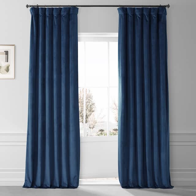 Exclusive Fabrics Signature Plush Velvet Hotel Blackout Curtain (1 Panel) - Dreamland Blue - 50 X 84