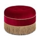preview thumbnail 85 of 90, Yolanda Performance Fabric 25" Tufted Round Footstool Ottoman with Rope Fringe