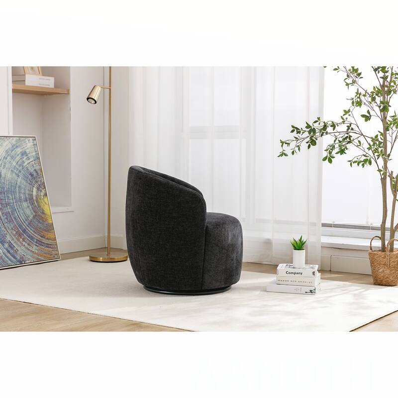 Chenille Swivel Barrel Chair