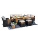 preview thumbnail 6 of 4, Moda 7-Piece Patio Conversational Sofa Set With Gas Fire pit And Ice bucket Rectangle Dining Table