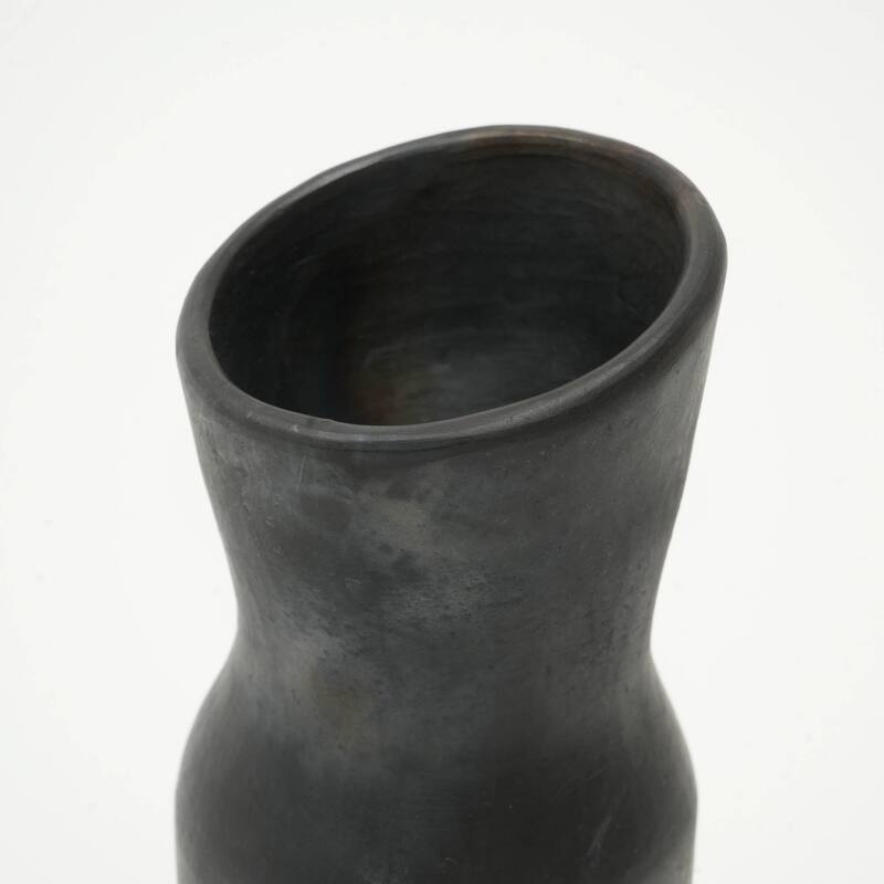 Longpi Pottery Black Clay Vase - Handmade Traditional 3.5x3.5x11 Inch