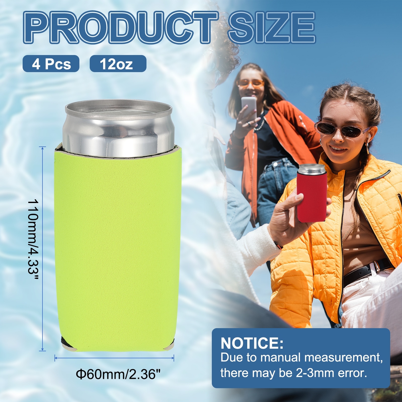Can Sleeve Can Cooler, Neoprene Beer Bottle Cover - 12oz