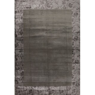 Green Abstract Area Rug Handmade Wool Carpet - 7'11