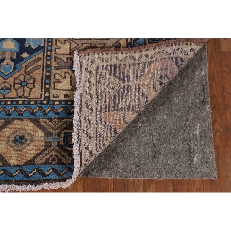 Garden Design Bakhtiari Persian Vintage Rug Handmade Blue Wool Carpet - 6'11"x 10'2"