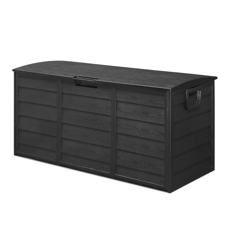 75 Gallons Black Plastic Lockable Deck Box with Wheels