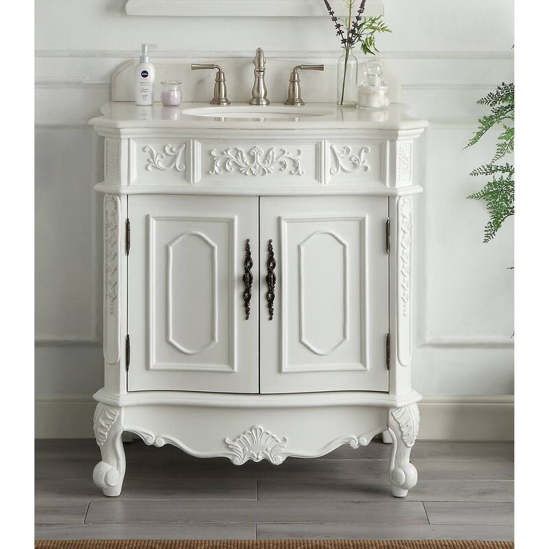 33" Unique Classic Benson Bathroom Sink Vanity - White