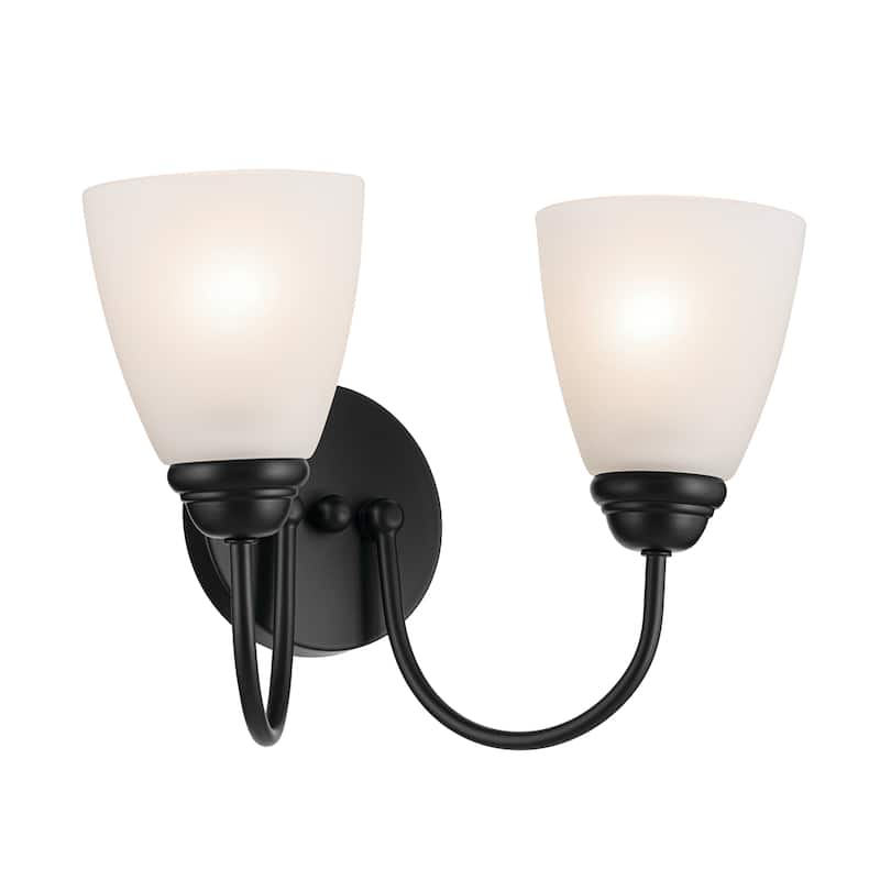 Kichler Lighting Jolie 2-Light Vanity Light with Satin Etched Glass in Black