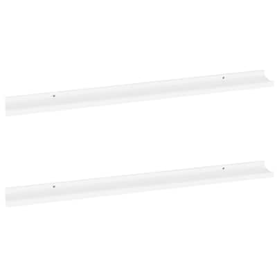 Yuli Modern Wall Shelf Set of 2, Raised Ledge Design, White MDF 39 Inch