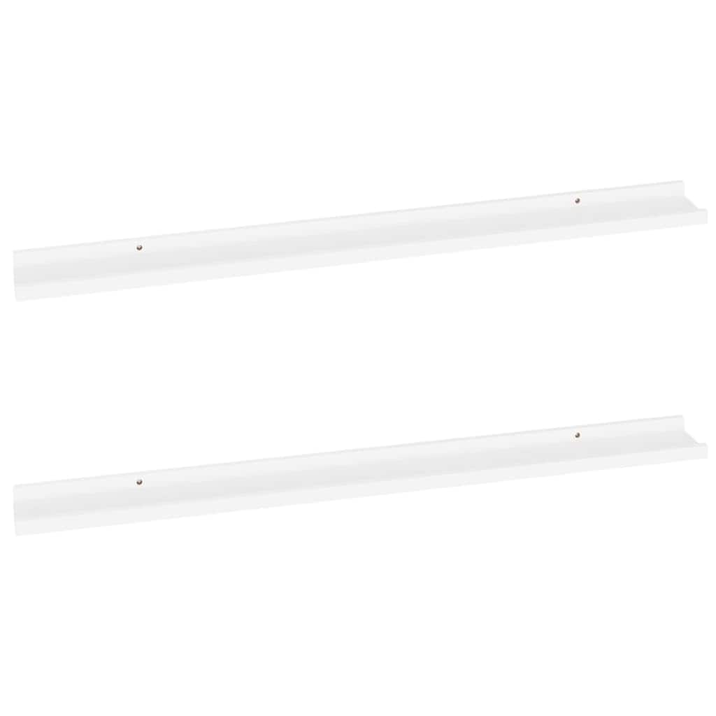 Yuli Modern Wall Shelf Set of 2, Raised Ledge Design, White MDF 39 Inch